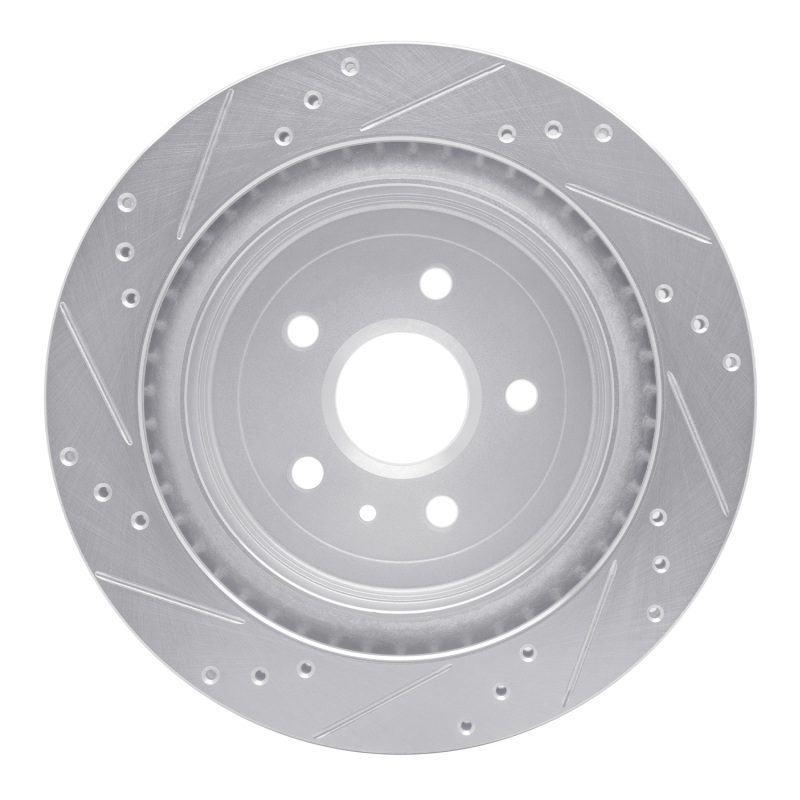 Cadillac CTS Brake Rotor (1) - Rear Right - R1 Concepts - Drilled & Slotted - Silver - `08-`14